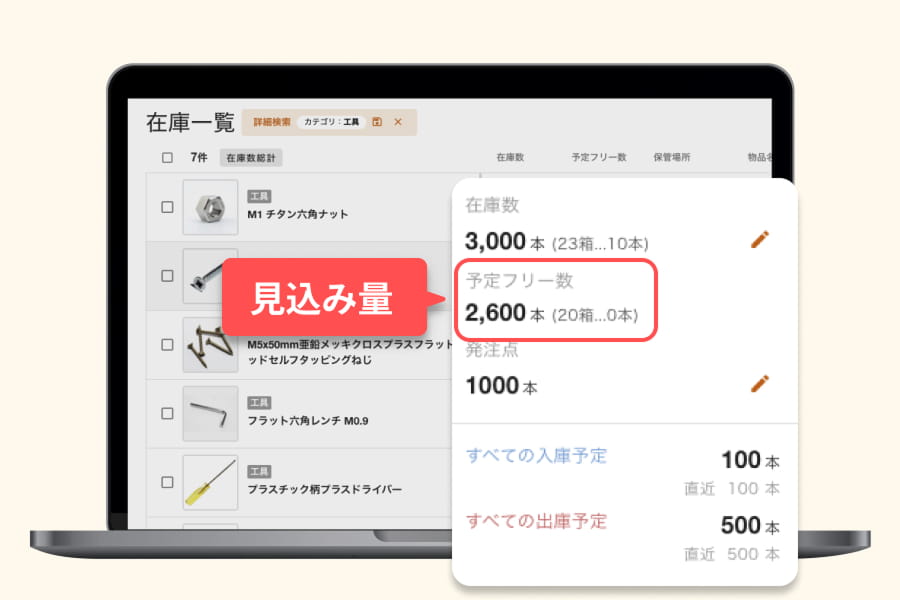 見込み量をzaicoで確認している写真