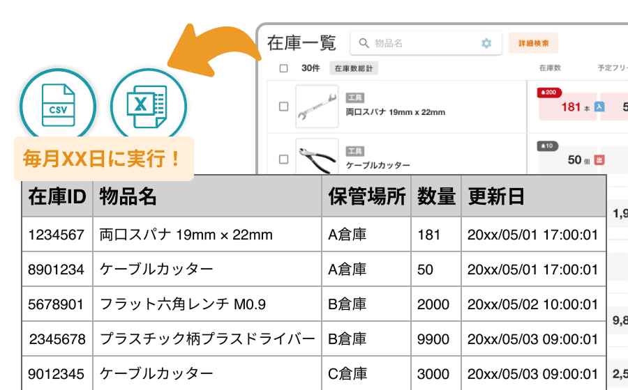 在庫データエクスポートの定期実行