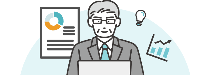 蓄積した在庫データをAIが分析し、経営判断に活かしているイメージ