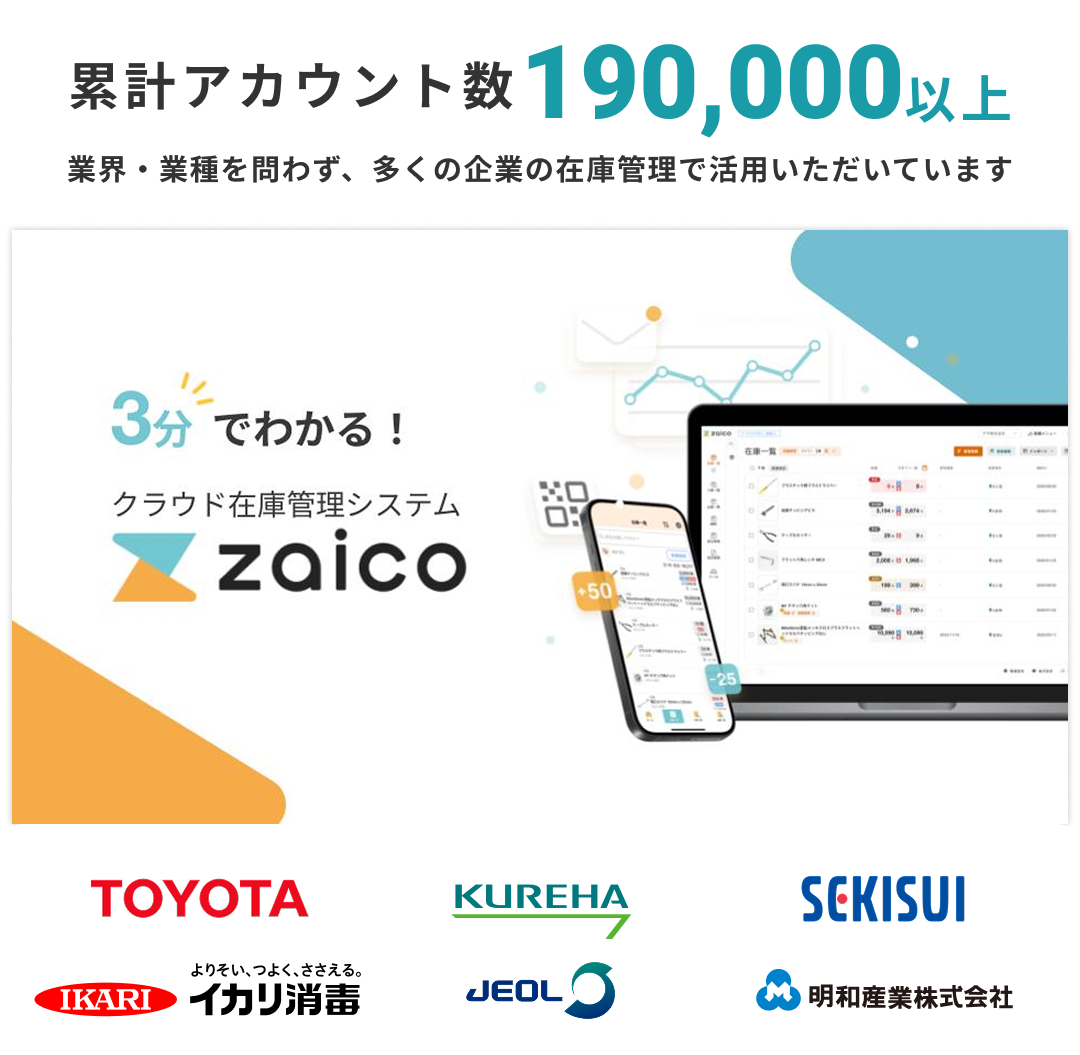 zaicoは業界業種問わず、多くの企業の在庫管理でご活用いただいたいます。